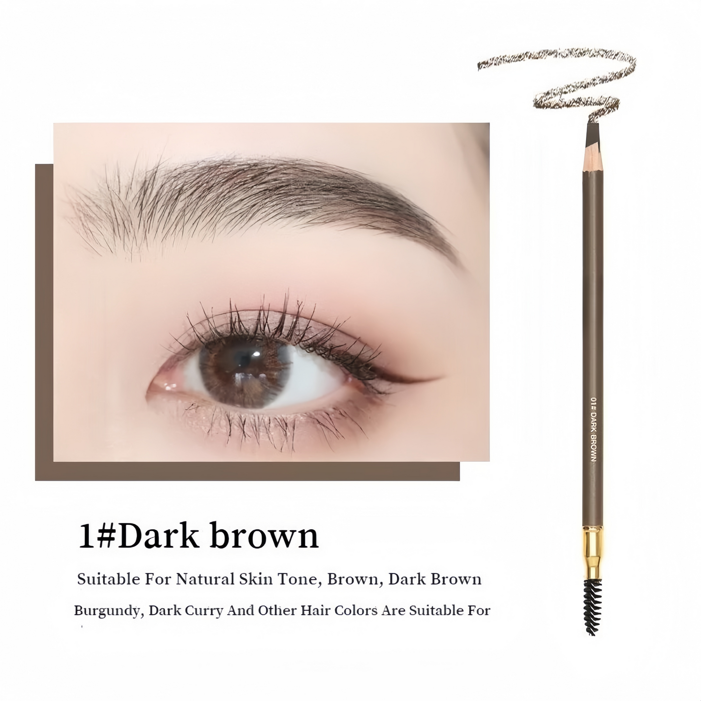 Waterproof Knife Shape Eyebrow Pencil & Spoolie Brush Natural Finish Brow Makeup
