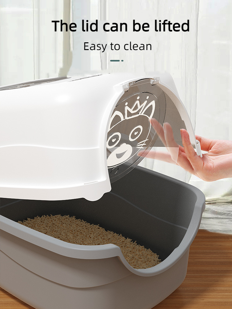 large Cat Litter Box Toilet Fully Enclosed Detachable Pet Bedpan Send Shovel