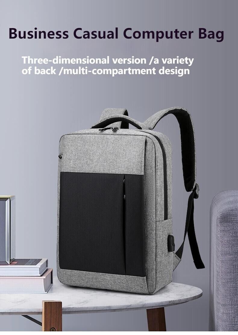 Unisex Waterproof Large Capacity Business Travel Bag USB Computer Nylon Backpack