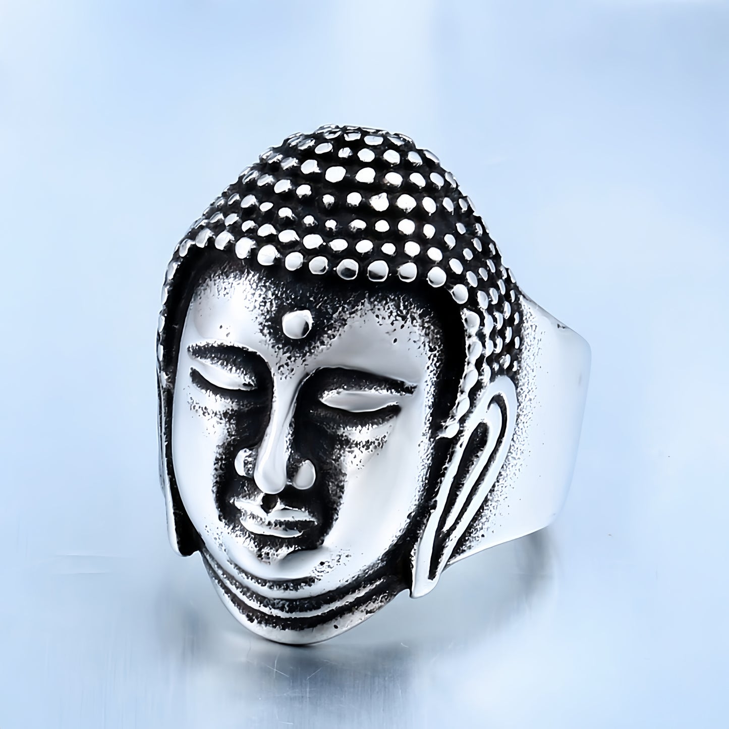 Men Buddha Head Ring Vintage Shakyamuni Religious Buddhist Statement Jewelry Gift # R90