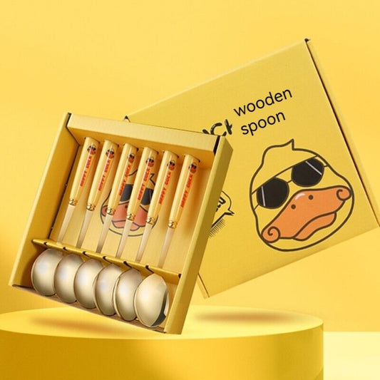 Children's Cartoon Duck Cutlery Set Stainless Steel Dessert Soup Spoon Home Live