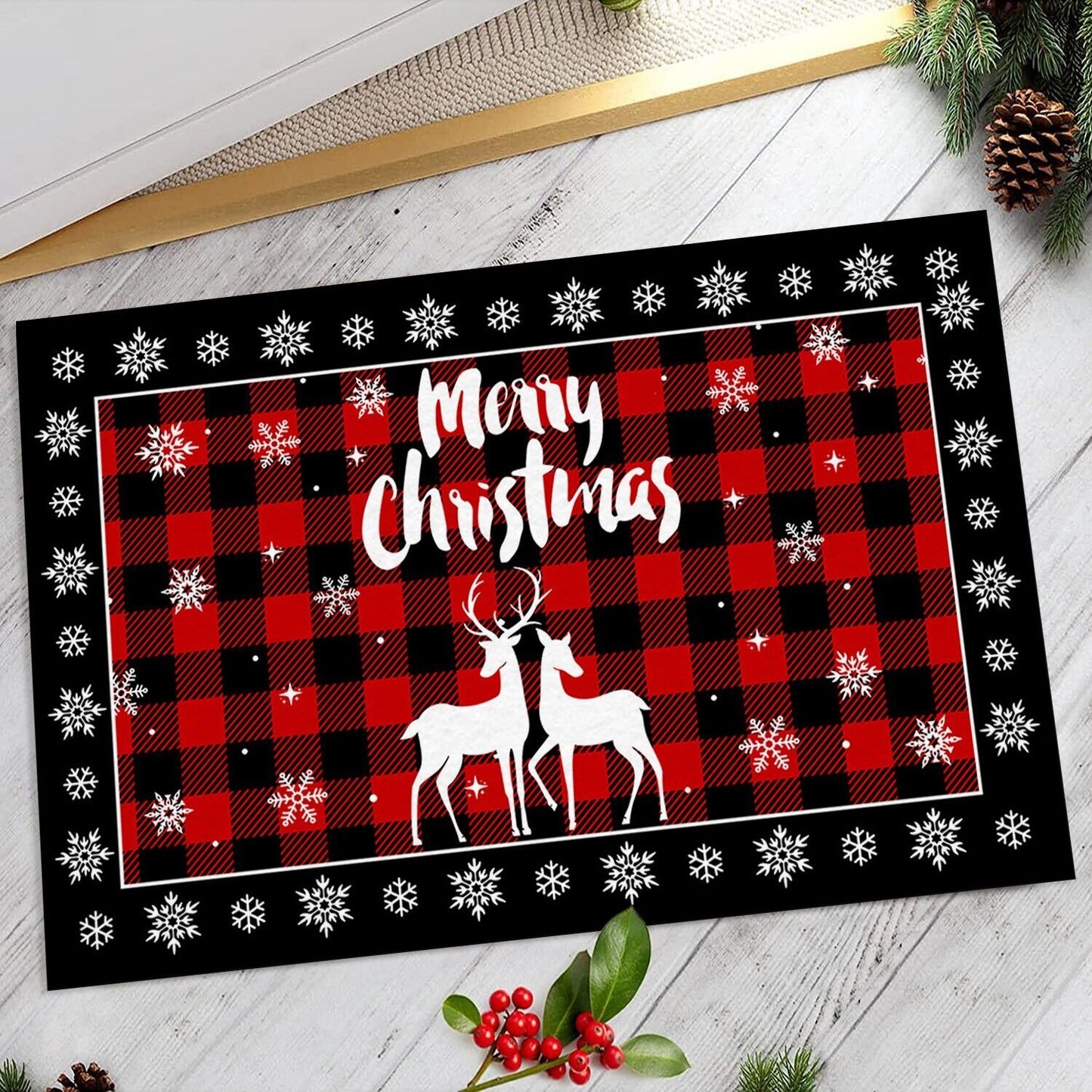 Absorbent Washable Floor Mat Non-Slip Xmas Theme Home Decor Soft Bath Floor Mat