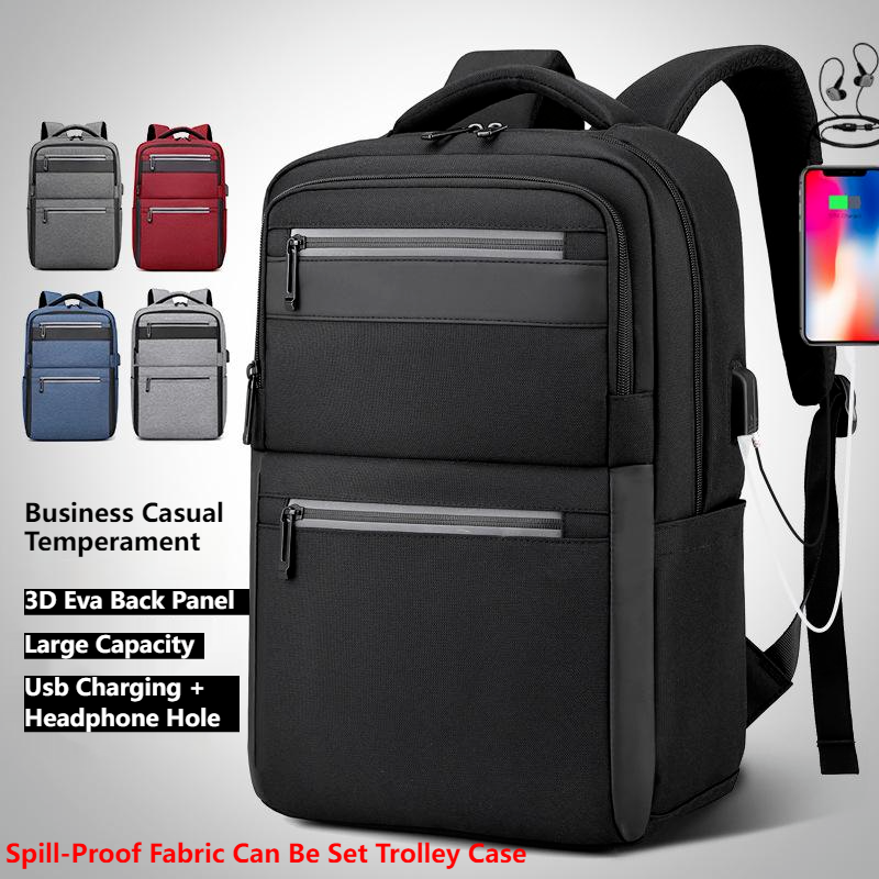 Unisex Waterproof Double Shoulder Backpack USB Sports Travel Bag Laptop Bag