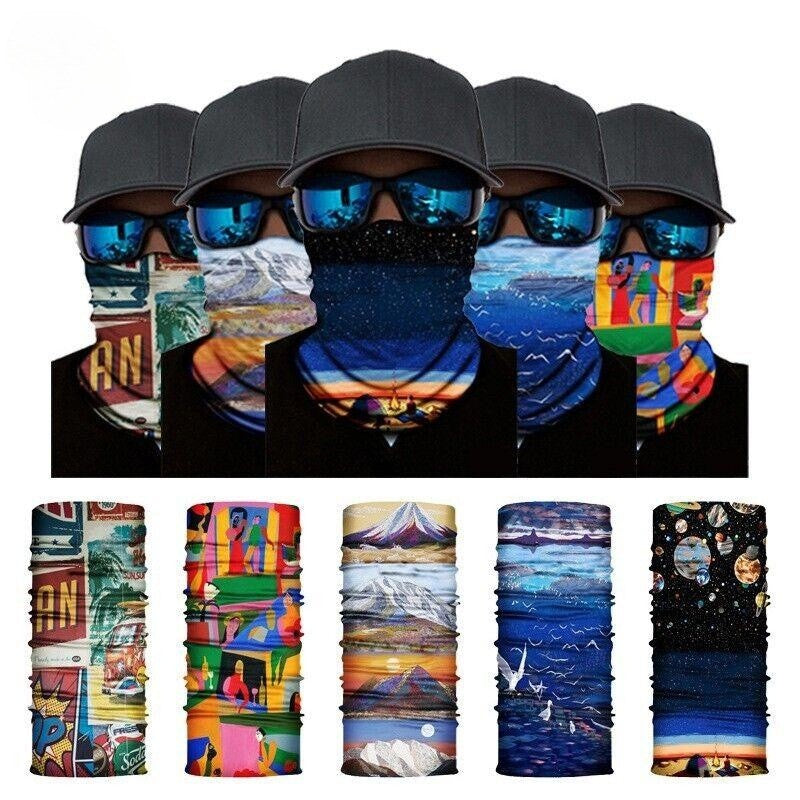Motorcycle Cycling Biker Face Mask Shield Protective Neck Tube Scarf Headband