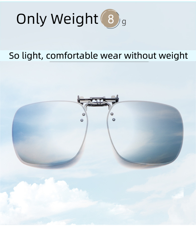 New Unisex Polarized UV400 Protection Box Shape Clip On Flip Up Sunglasses