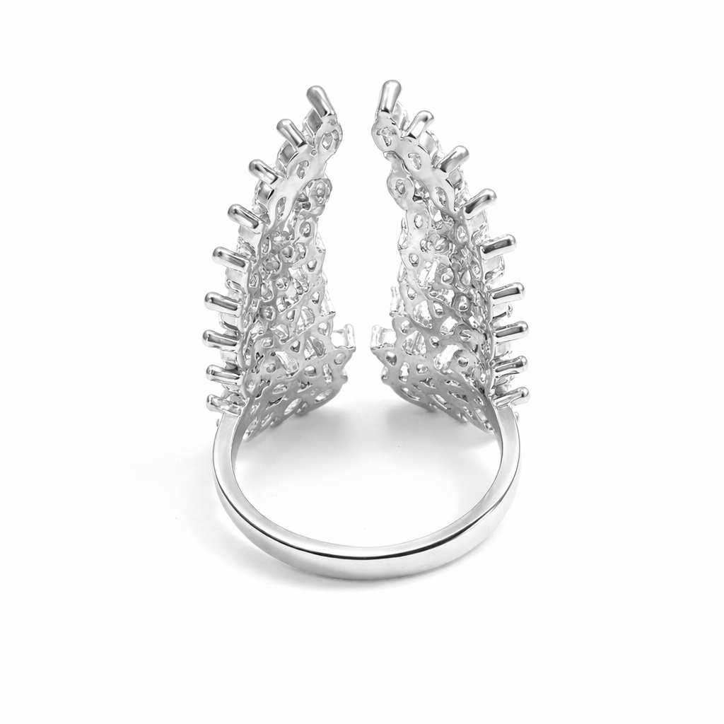 Women Sparkly Angel Wing Open Ring CZ Crystal Alloy Adjustable Rings Jewellery # R198