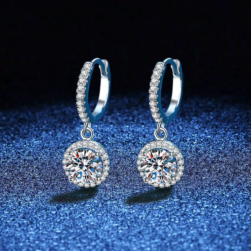 1–3CT Moissanite Hoop Drop Earrings 925 Sterling Silver Brilliant Cut Women Gift