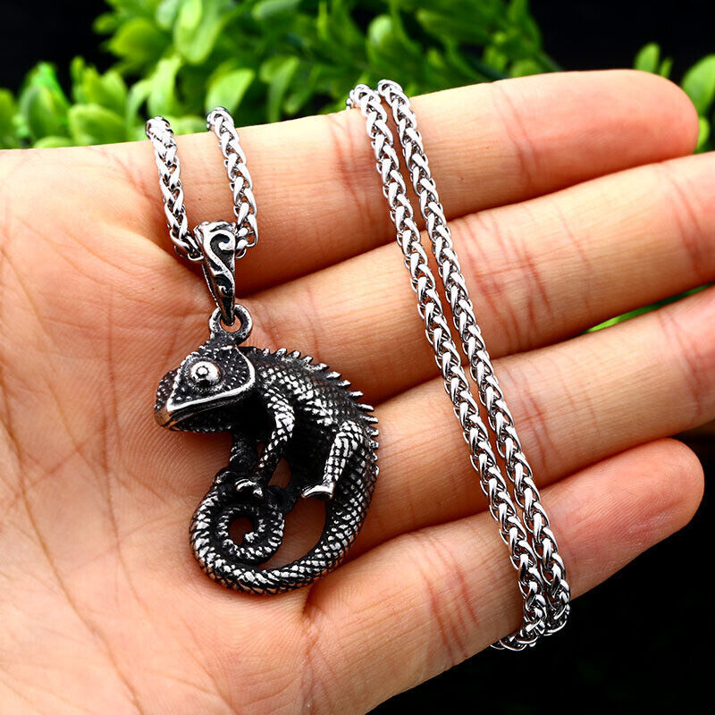 Retro Pendant Punk Vintage Cross Animal Totem Poker Pendant Biker Chain Necklace
