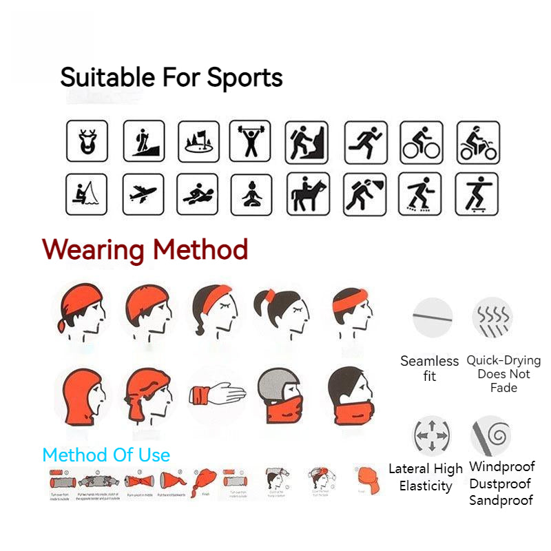 Biker Motorcycle Cycling Face Mask Shield Protective Neck Tube Scarf Headband