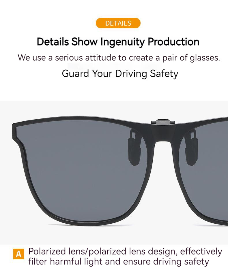 Unisex Fashion Flip Up Sunglasses Clip-on Lens Polarized Driving Multicolor