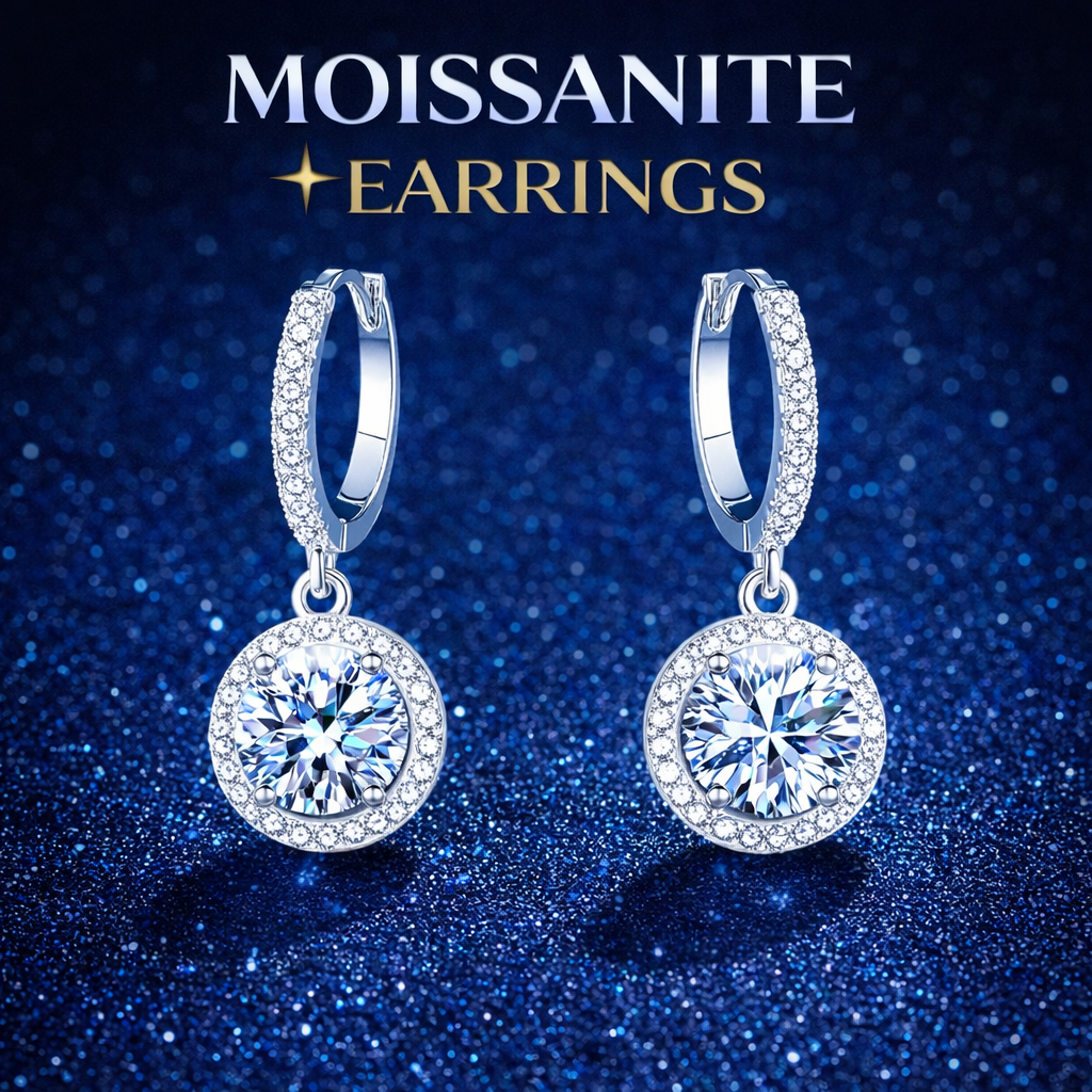 1–3CT Moissanite Hoop Drop Earrings 925 Sterling Silver Brilliant Cut Women Gift