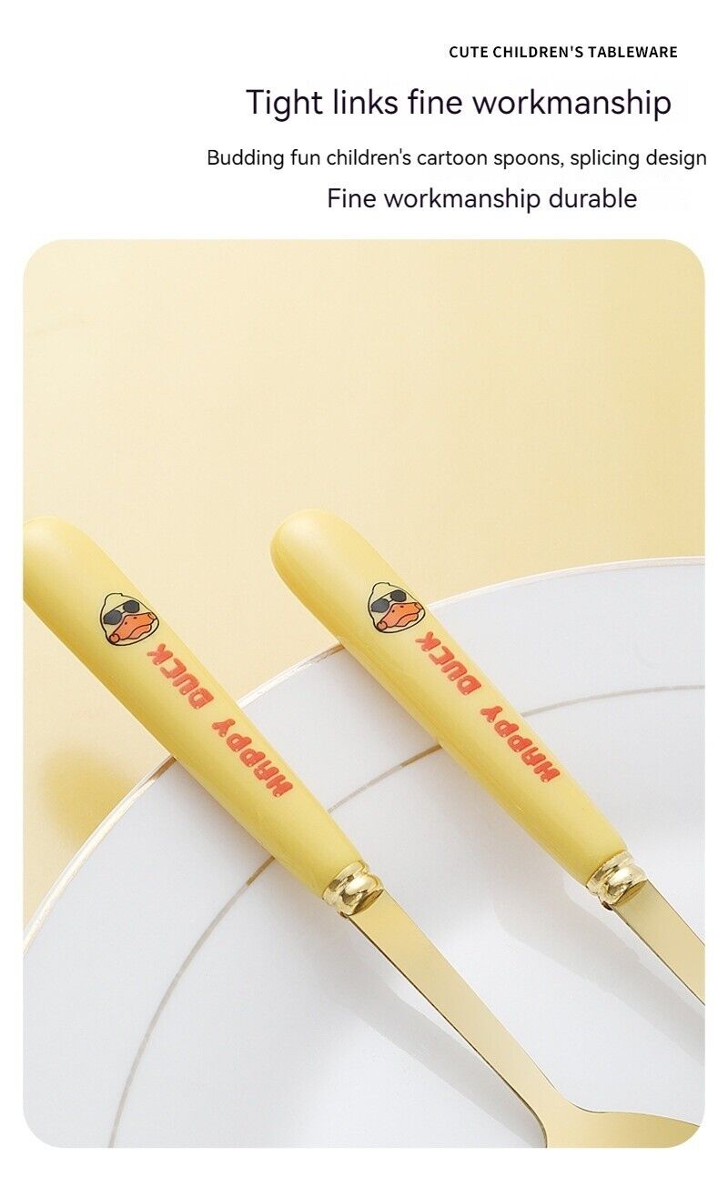 Children's Cartoon Duck Cutlery Set Stainless Steel Dessert Soup Spoon Home Live