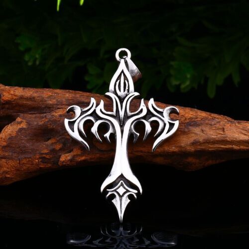 Unisex Mix Theme Retro Flame Cross Titanium Steel Pendant Simple Fashion Necklace