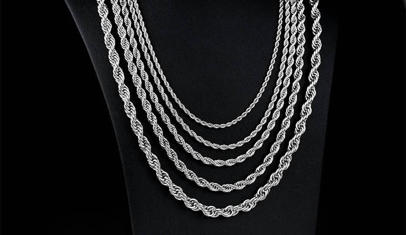 Basic Punk Stainless Steel Single Link Twisted Chain Necklace for Men Women