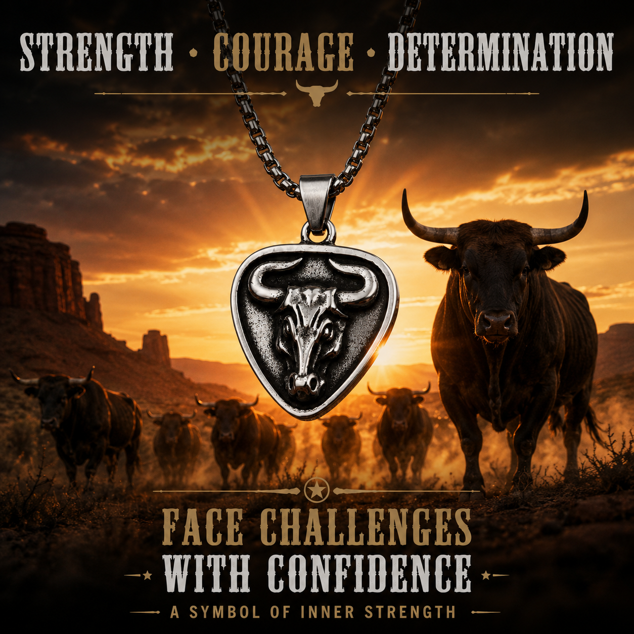 Vintage Bull Skull Pendant Necklace for Men Stainless Steel Ox Head Amulet Dark Silver Tone Chain Gift PN0005