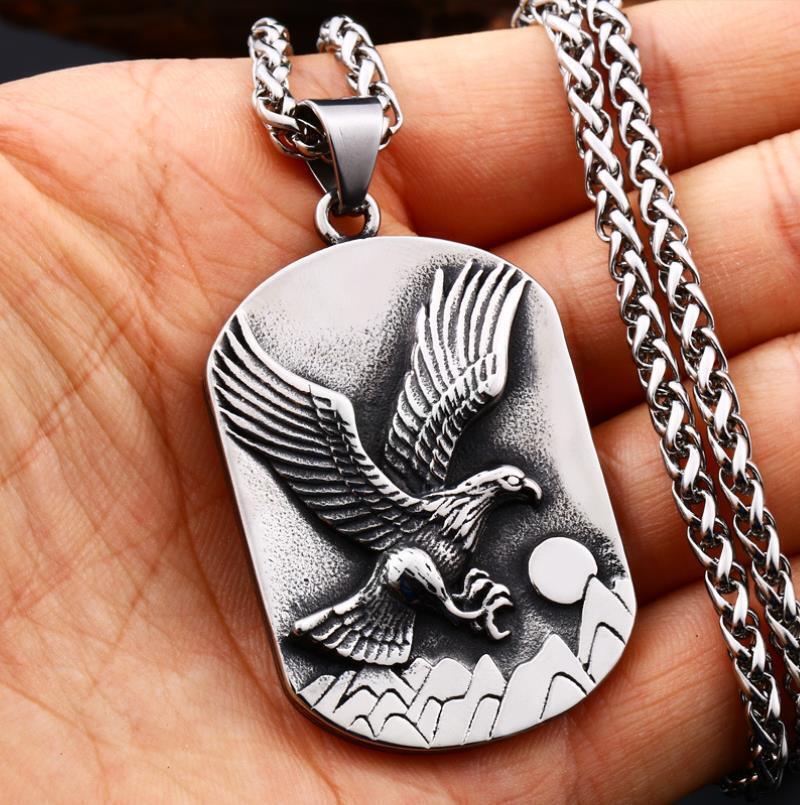 Unisex Mix Theme Retro Pendant Punk Vintage Totem Engle Hawk Biker Necklace