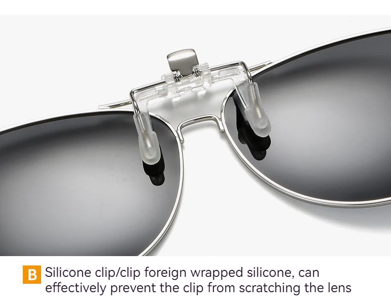 Unisex Polarized Flip-up Toad Style Metal Frame Sunglasses Clip-on Night Vision