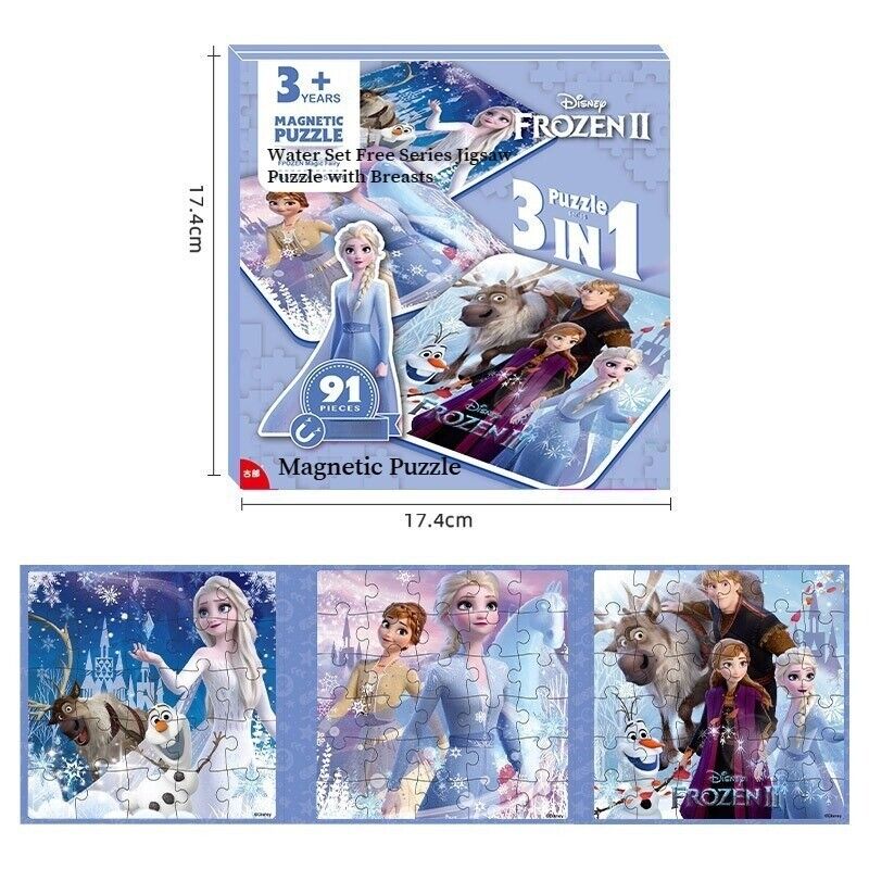 3 In 1 Children Puzzle Ice Elsa Princess Toddler Magnetic Game Elsa Girl Toys