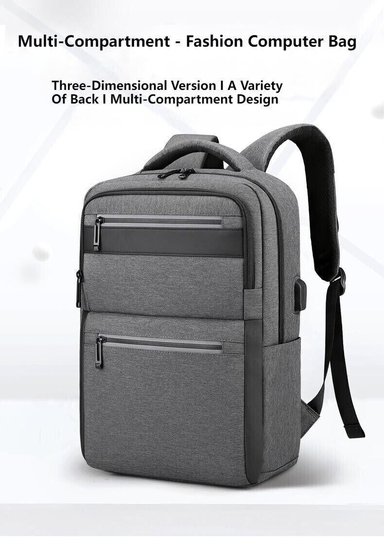 Unisex Waterproof Double Shoulder Backpack USB Sports Travel Bag Laptop Bag