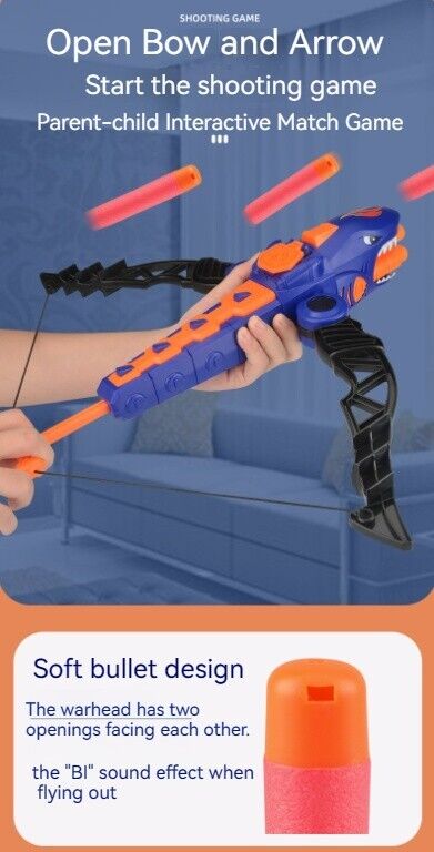 Children's Shark Bow Arrow Game Manual Rapid-Fire Soft Dart Shooting Toy Set