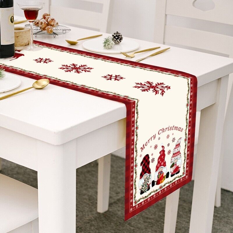 Christmas Tables Runner Tablecloth Home Dinning Table Flag Xmas Decor Cotton Lin