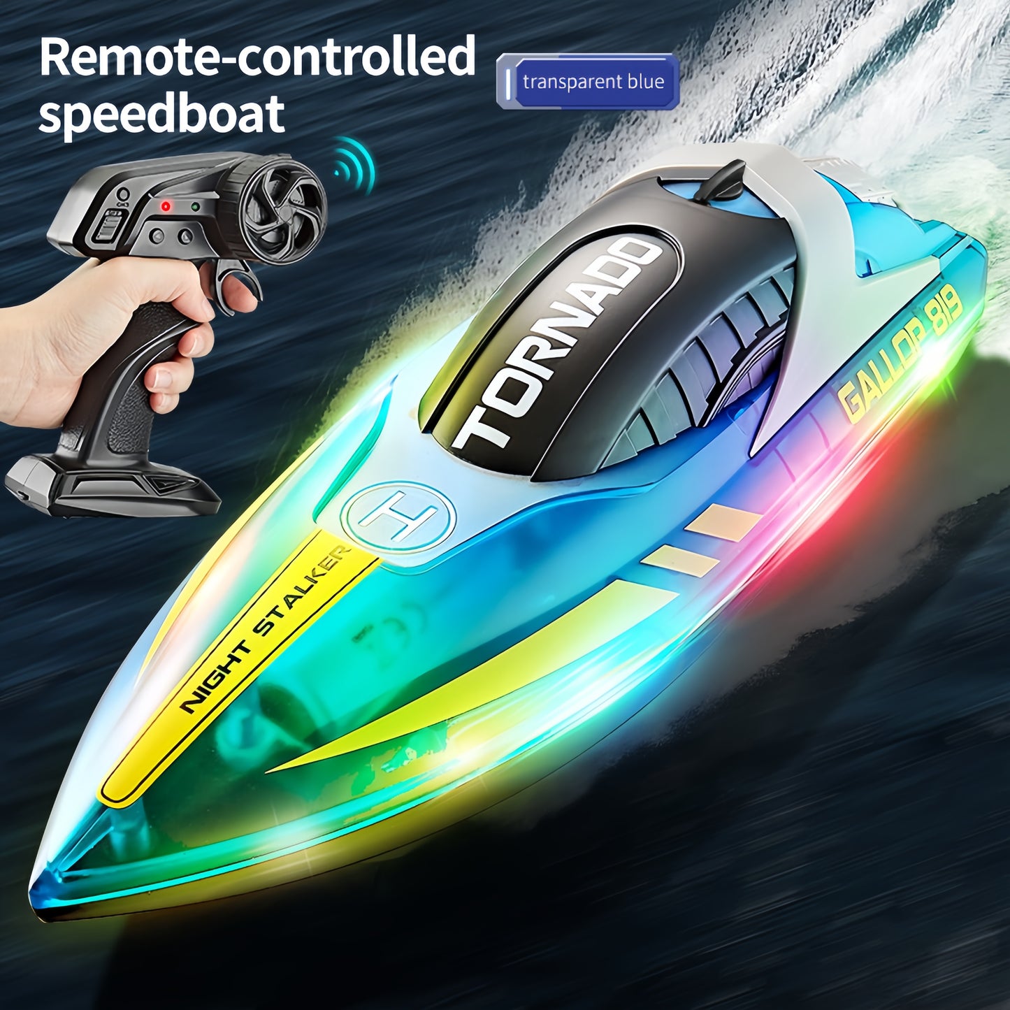 RC Speed Boat 2.4G Remote Control LED Light Dual Motor Waterproof Racing Toy Boy