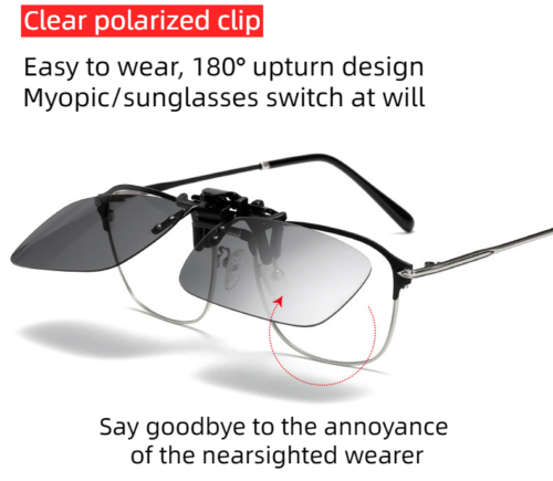 Unisex Polarized Clip On Flip Up Sunglasses UV 400 Discolor Driving Glasses