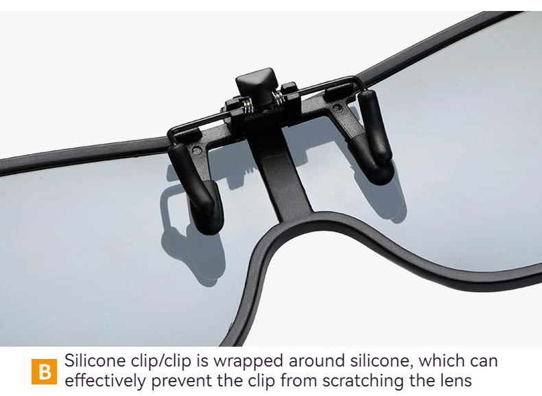 Unisex Fashion Flip Up Large Frame Sunglasses Clip On Polarized Multicolor Lens