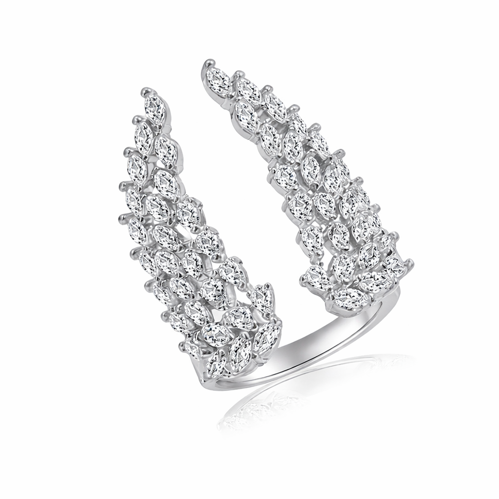 Women Sparkly Angel Wing Open Ring CZ Crystal Alloy Adjustable Rings Jewellery # R198