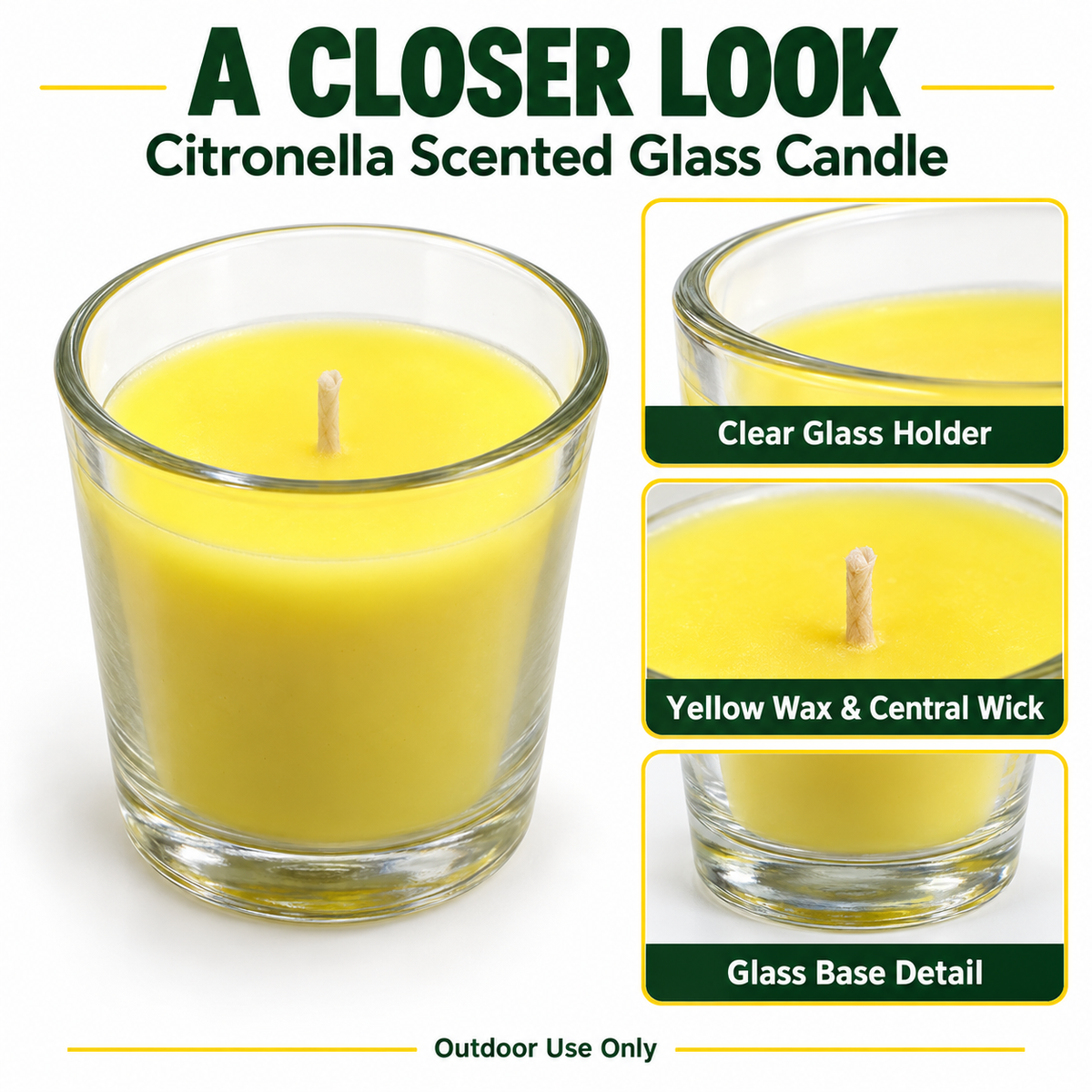 5/10 Pack Citronella Scented Glass Candles 45g Outdoor Patio Garden 11hr Burn Time