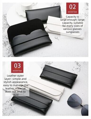 Unisex Myopia Glasses Case Durable Portable Leather Cassette Soft Bag
