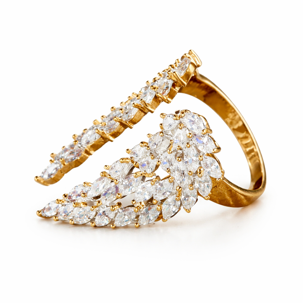 Women Sparkly Angel Wing Open Ring CZ Crystal Alloy Adjustable Rings Jewellery # R198