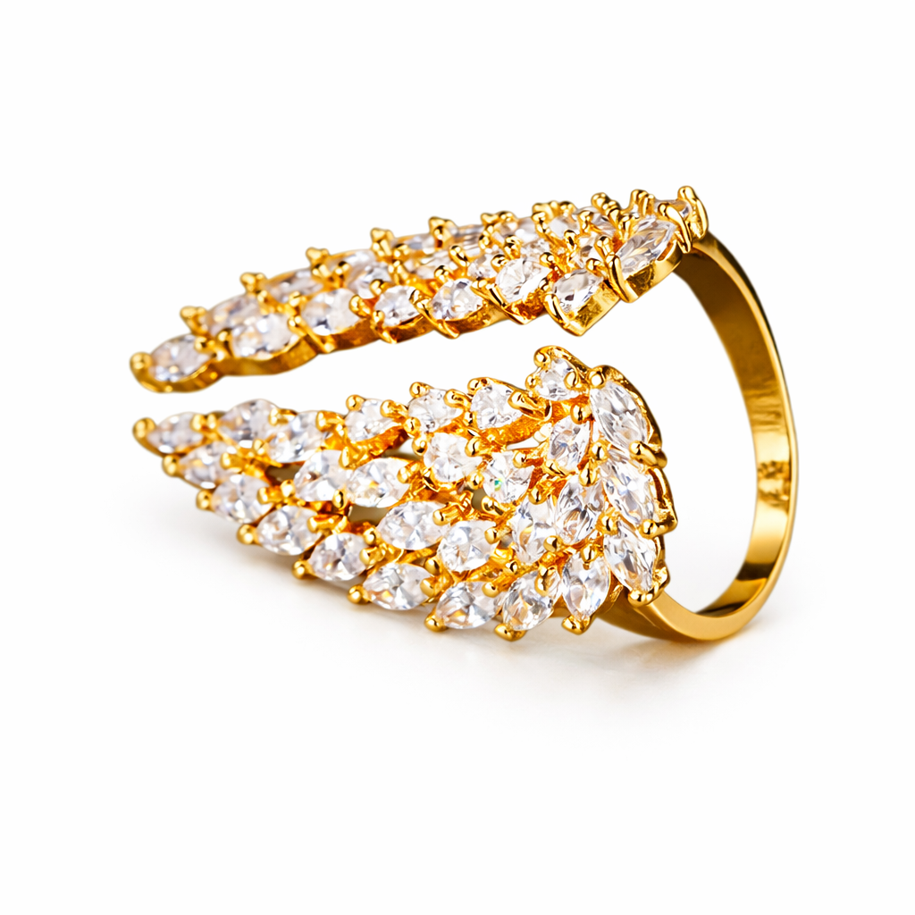 Women Sparkly Angel Wing Open Ring CZ Crystal Alloy Adjustable Rings Jewellery # R198