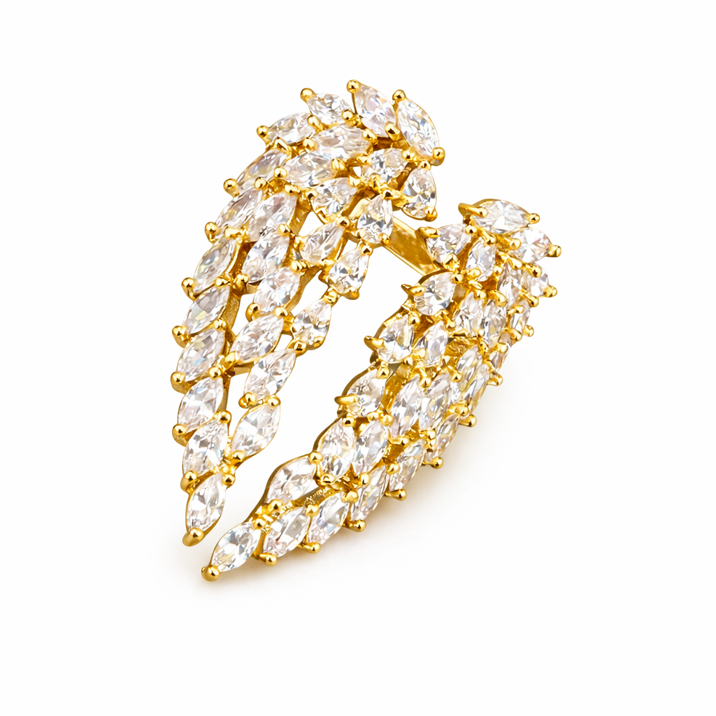Women Sparkly Angel Wing Open Ring CZ Crystal Alloy Adjustable Rings Jewellery # R198