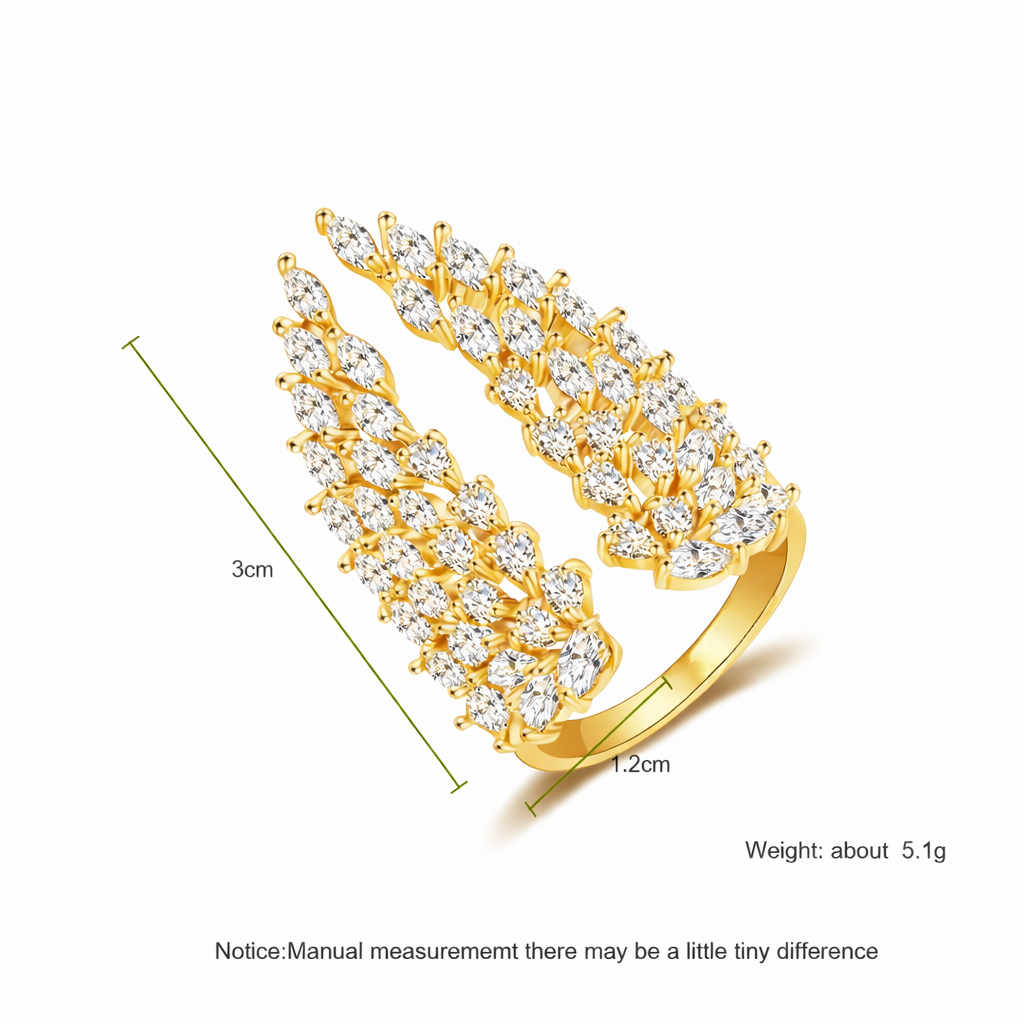 Women Sparkly Angel Wing Open Ring CZ Crystal Alloy Adjustable Rings Jewellery # R198