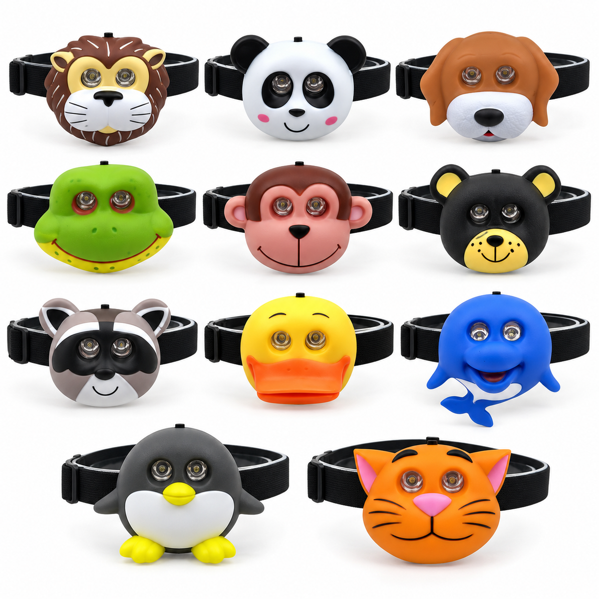 Cute Animal LED Head Torch Headlamp Adjustable Camping Light Flashlight