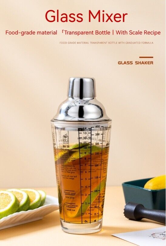 Cocktail Glass Shaker Cup Milk Tea Beer Lemon Hand Mixer Cup Coke Pot 400ML