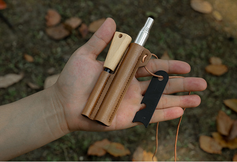 Camp Multifunctional Retractable Stainless 5 Section Blowpipe Flint Stick Set