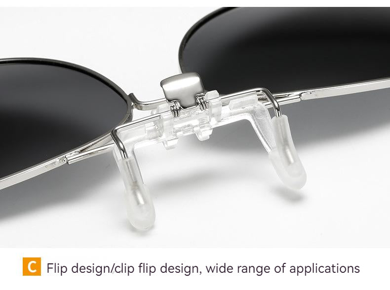 Unisex Polarized Flip-up Toad Style Metal Frame Sunglasses Clip-on Night Vision