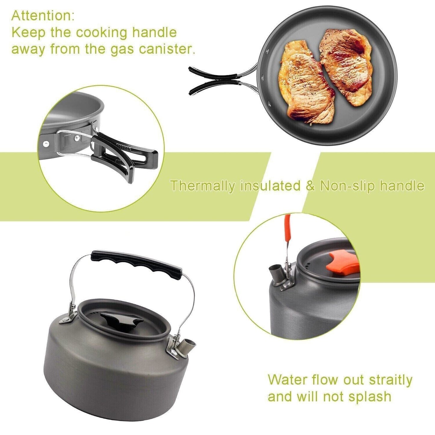 3pcs Outdoor Portable Camping Burning Kettle Pot Cookware Hiking Cooking Tool