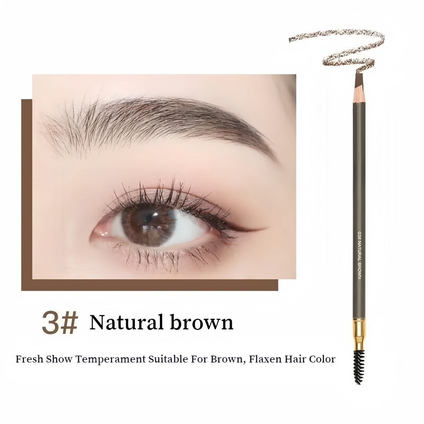 Waterproof Knife Shape Eyebrow Pencil & Spoolie Brush Natural Finish Brow Makeup
