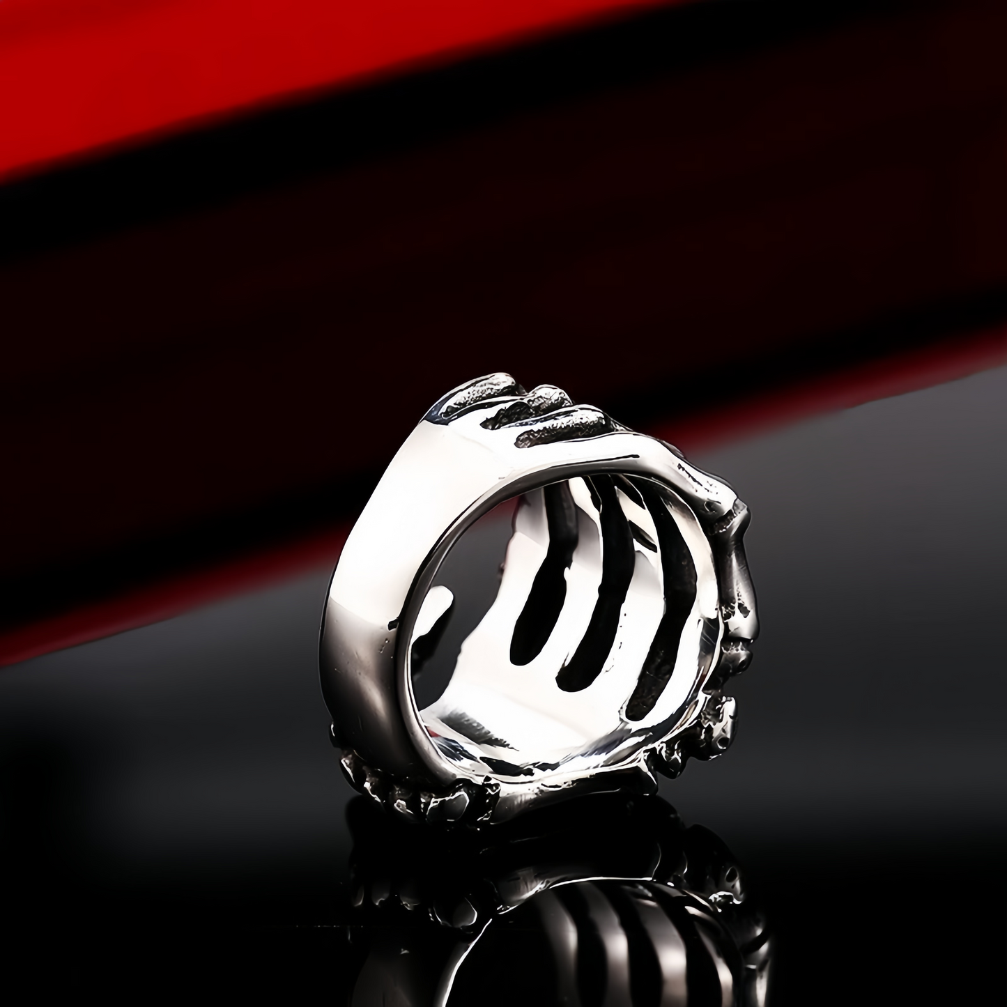 Men's Punk Skeleton Hand Skull Ring Rock Biker Vintage Silver Plated Gothic Band # R160