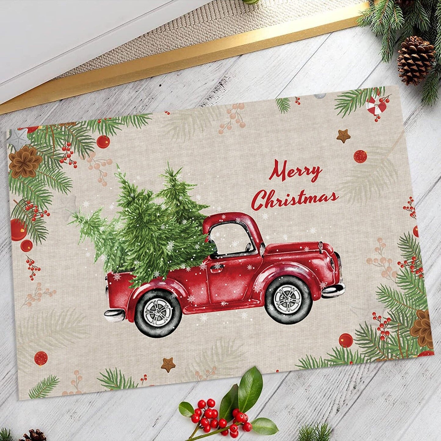 Absorbent Washable Floor Mat Non-Slip Xmas Theme Home Decor Soft Bath Floor Mat