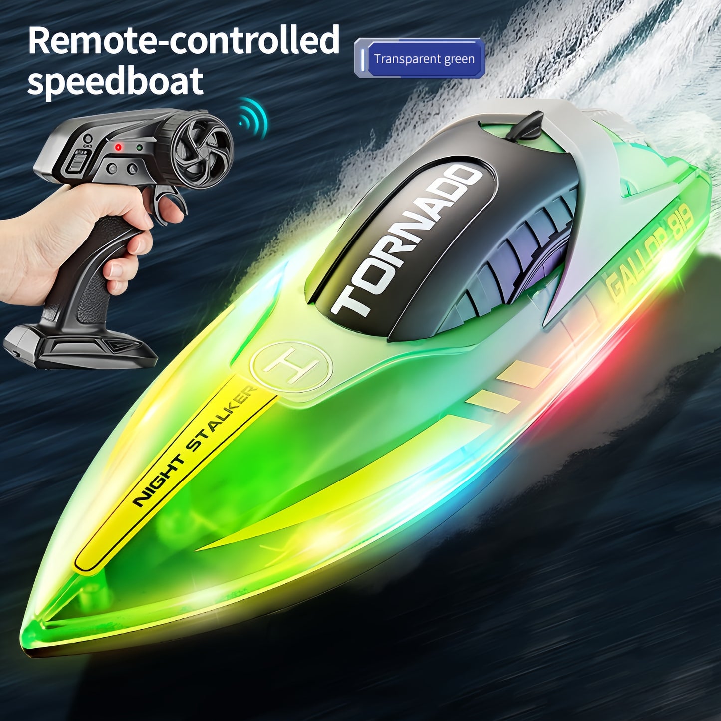 RC Speed Boat 2.4G Remote Control LED Light Dual Motor Waterproof Racing Toy Boy