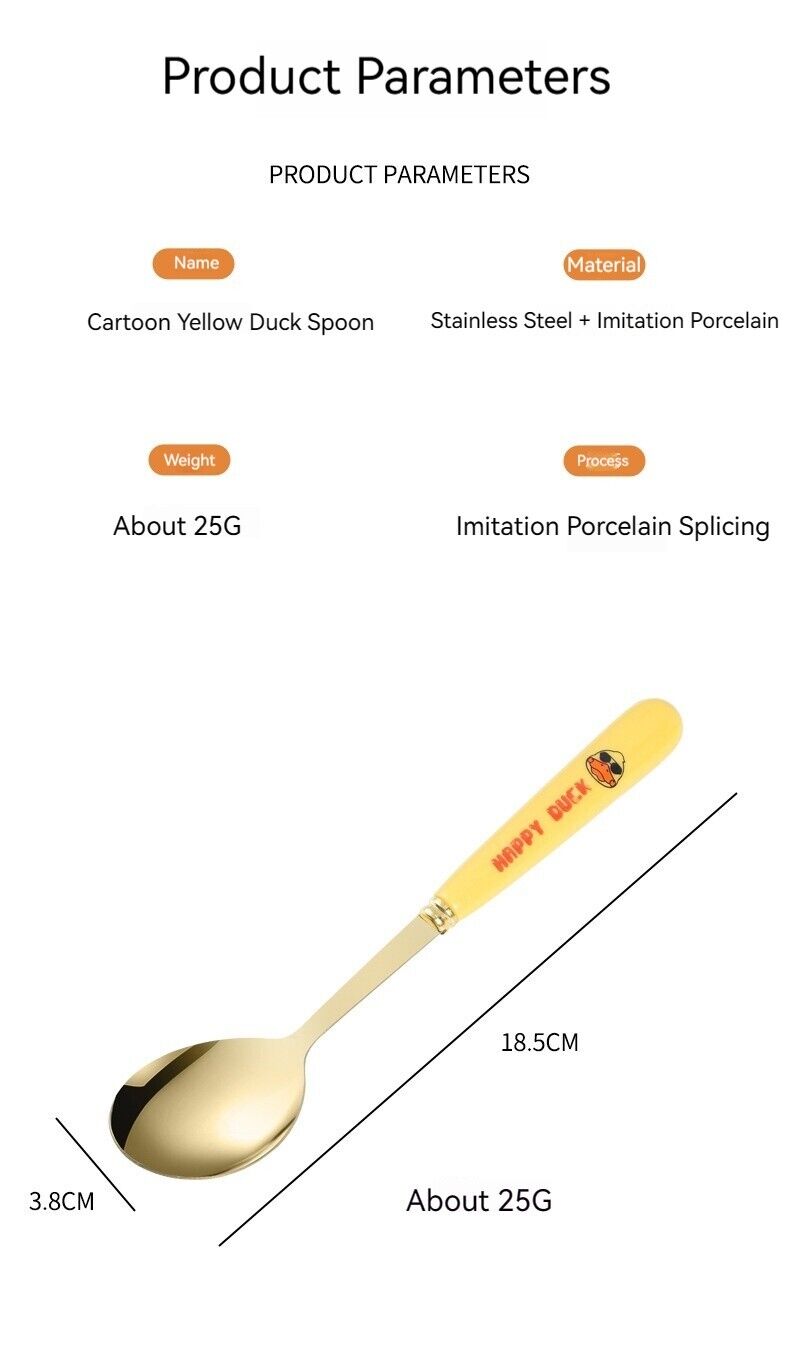 Children's Cartoon Duck Cutlery Set Stainless Steel Dessert Soup Spoon Home Live