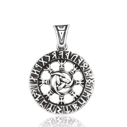 Cool Retro Punk Vintage Wolf Totem Valknut Pendant Biker Titanium Steel Necklace