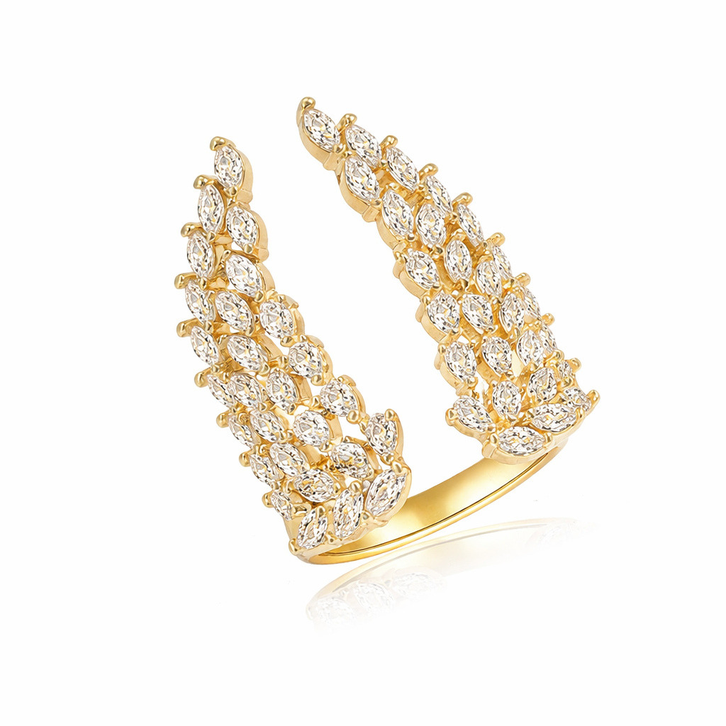 Women Sparkly Angel Wing Open Ring CZ Crystal Alloy Adjustable Rings Jewellery # R198