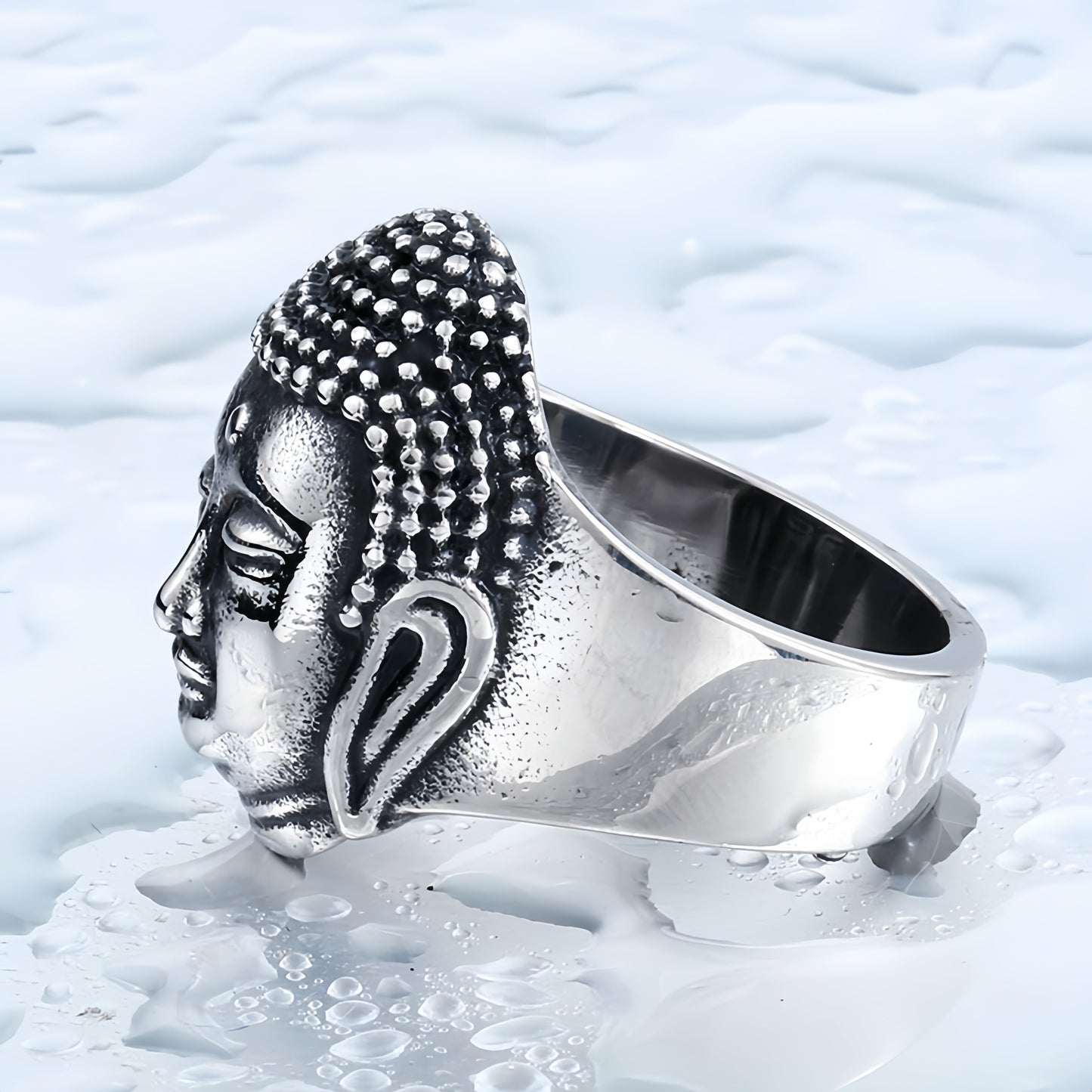 Men Buddha Head Ring Vintage Shakyamuni Religious Buddhist Statement Jewelry Gift # R90