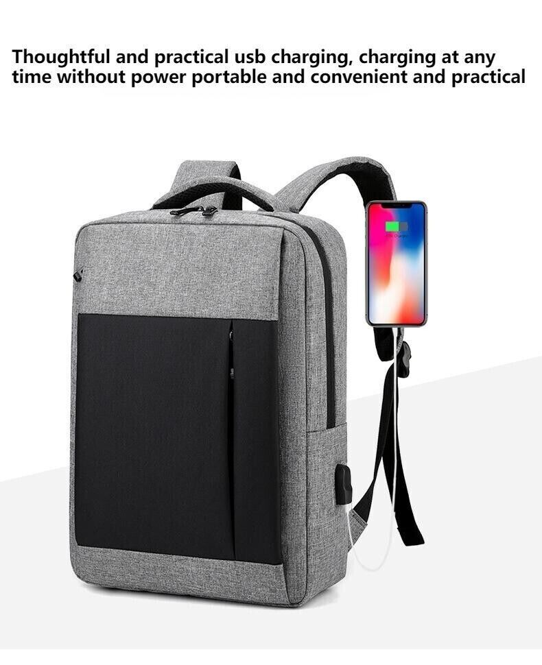 Unisex Waterproof Large Capacity Business Travel Bag USB Computer Nylon Backpack
