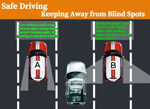 Blind Spot Car Round Mirror 2pcs Wide Angle Adjustable Rear Side Conves View
